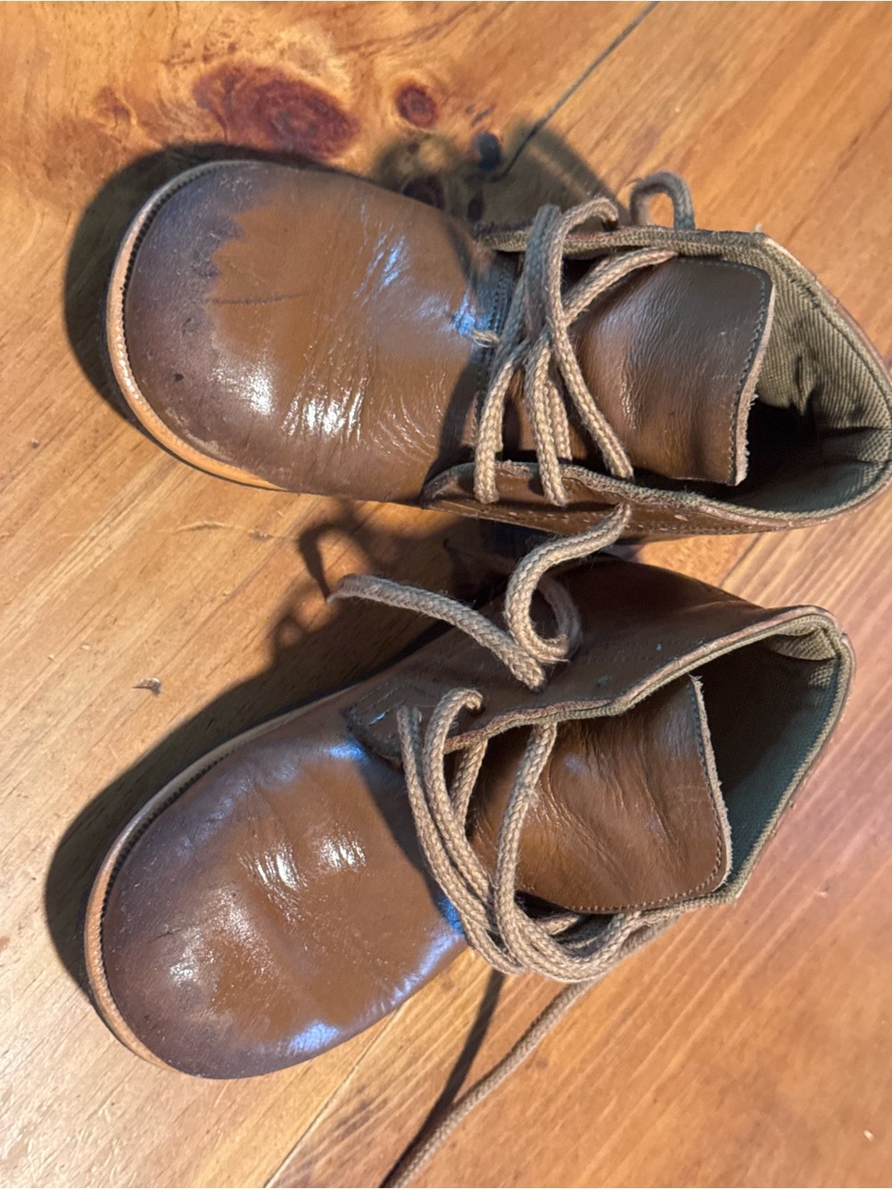 Kids Brown Leather Lace-Up Ankle Boots — Durable Play Shoes